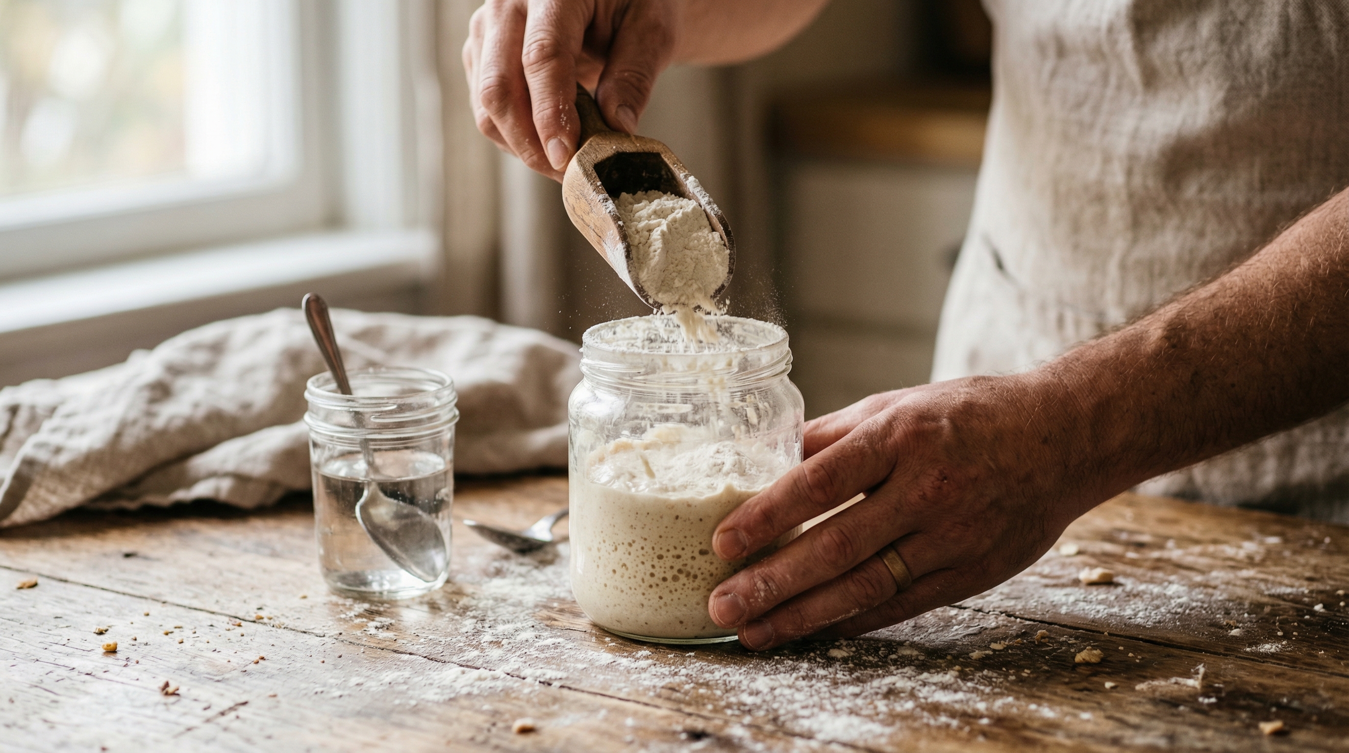Fodre surdej — mel og vand i glas
