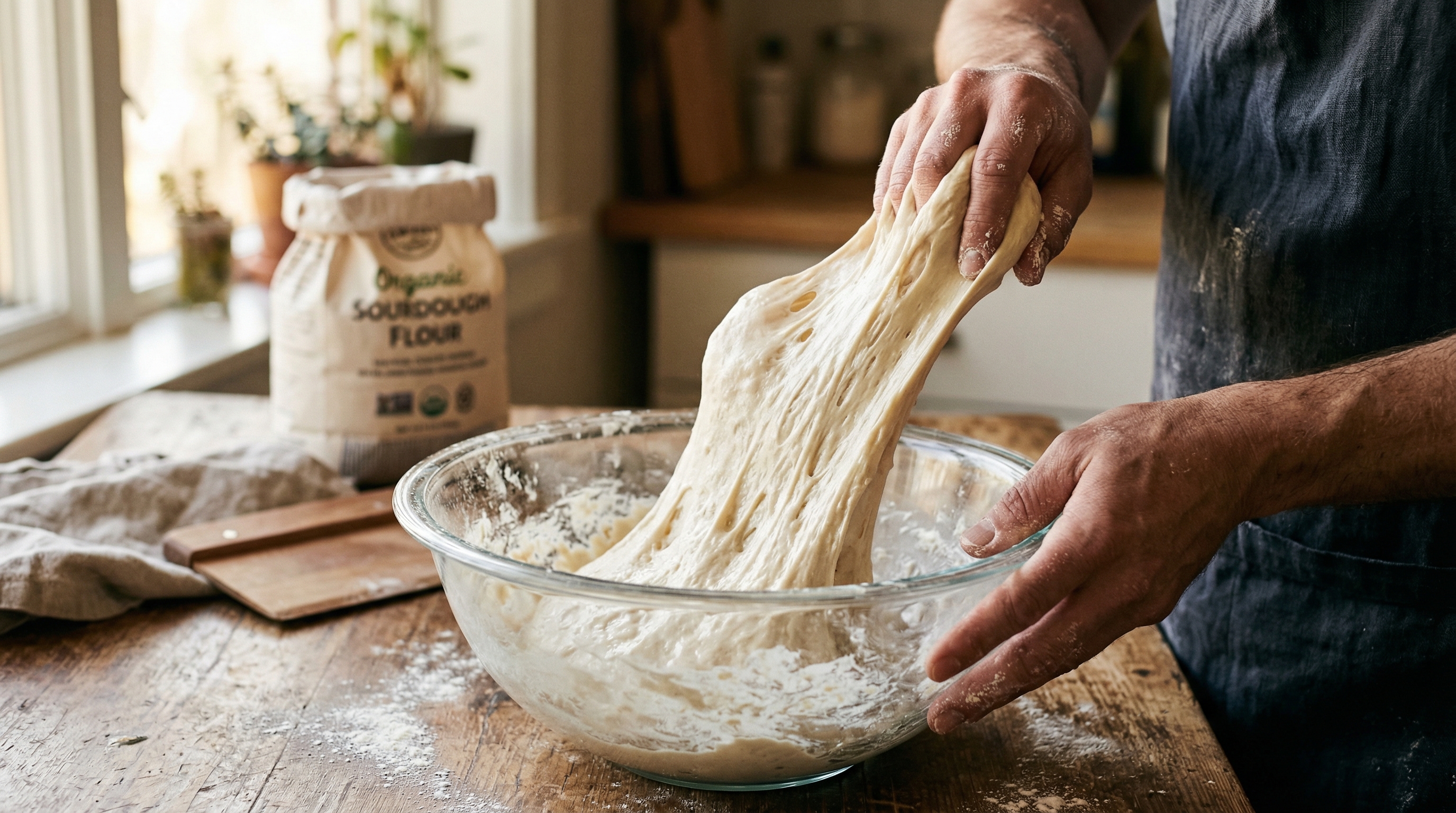 Stretch and fold teknik på surdejsdej